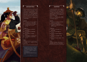 Double page présentant les classes d'explorateur et de guerrier